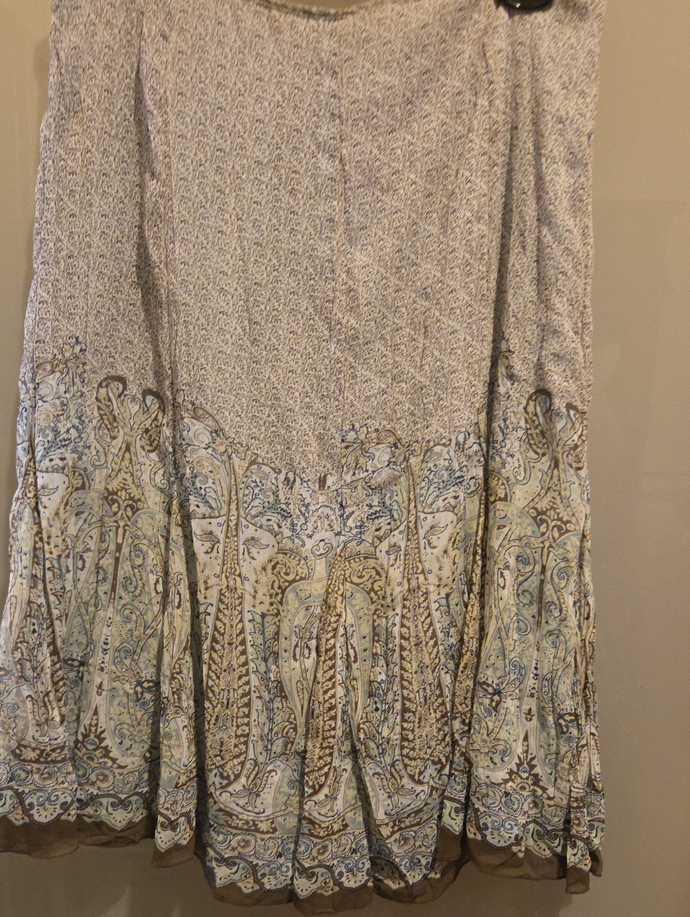 Light Blue Paisley Border Midi Skirt - Women